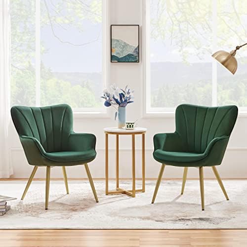 Yaheetech Accent Chairs Set of 2, Upholstered Armchairs, Green