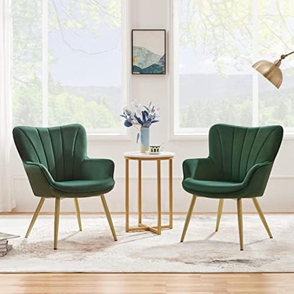 Yaheetech Accent Chairs Set of 2, Upholstered Armchairs, Green