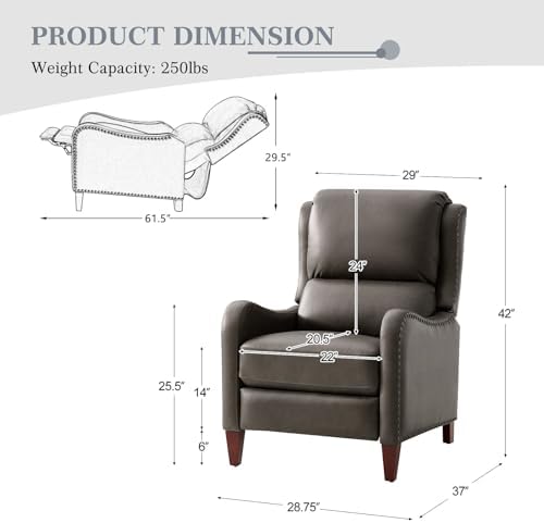 HULALA HOME Genuine Leather Recliner Chair Set of 2, Cocoa