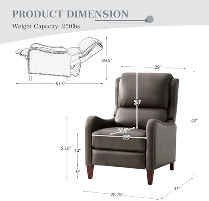 HULALA HOME Genuine Leather Recliner Chair Set of 2, Cocoa