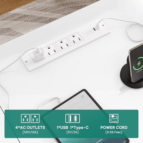 YITAHOME L Shaped Standing Desk with Power Outlets & LED Lights,