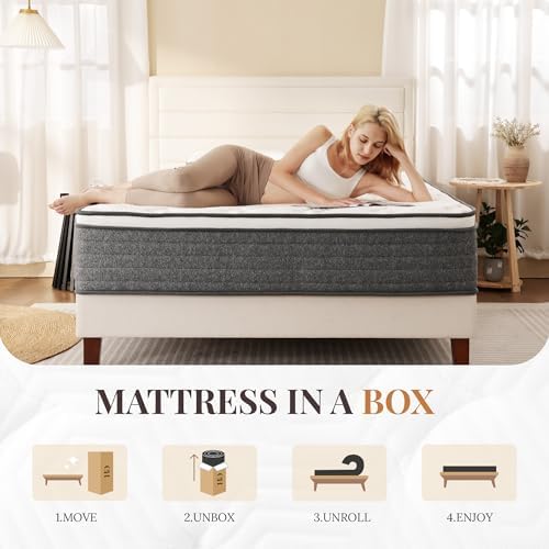 CH CHARME HOUSE Queen Mattress 10 Inch Hybrid Mattresses in a Box