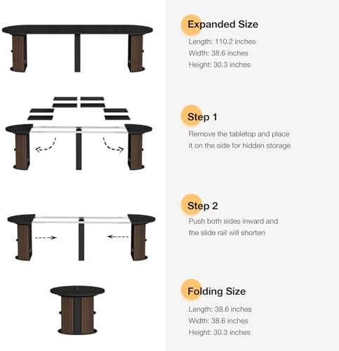 Modern Extendable Round Dining Table with Storage