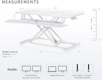 VIVO White Dry Erase 36 in Desk Converter, DESK-V036KWE