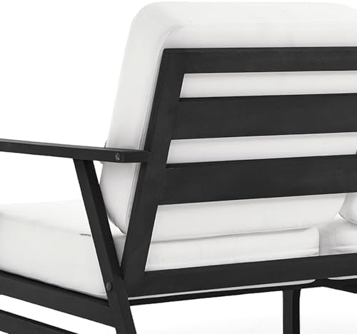 Pia Ricoo Outdoor Premium Teak Wood Couch with Armrests & Table, All‑Weather Outdoor Furniture for Backyard, Deck, Lawn, Beige/Dark