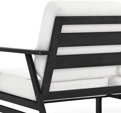 Pia Ricoo Outdoor Premium Teak Wood Couch with Armrests & Table, All‑Weather Outdoor Furniture for Backyard, Deck, Lawn, Beige/Dark
