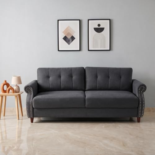 79.5" Love Seat Sofa, Modern Sofa Couch with Rolled Armrest, Gray