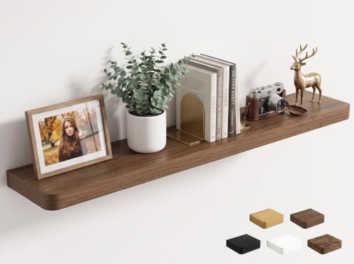 RICHFOCUS 48Inch Rounded Edge Floating Shelves 1 Pack, Walnut