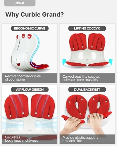 curble Grand Cover Set – Ergonomic Back Support, Washable & Detachable Cushion Cover Grand (Grey)