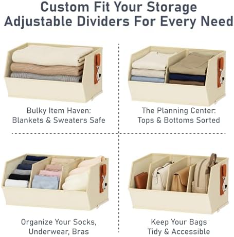 Hanging Closet Organizer Extra Large, Clothes Hanging Shelves for Closet with Divider, Collapsible Closet Storage System, Fabric Storage Bins for Home, Dorm, Rv, Sweaters, Handbags, Underwear, Sock