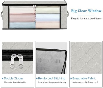HomeHacks 10-Pack Clothes Organizer Storage Bags, 35L Storage Bins, White