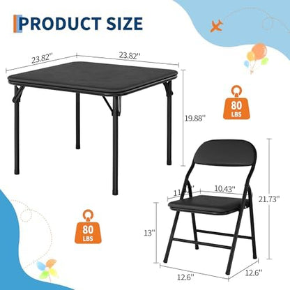GarveeHome 5-Piece Kids Folding Table and Chairs Set, Activity Table Set