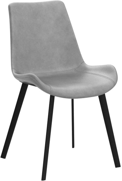 HIPIHOM Dining Chairs Set of 2, Modern Kitchen & Dining Room Chairs, Upholstered Faux Leather Cushion Seat and Sturdy Metal Legs (2 Grey Chairs)