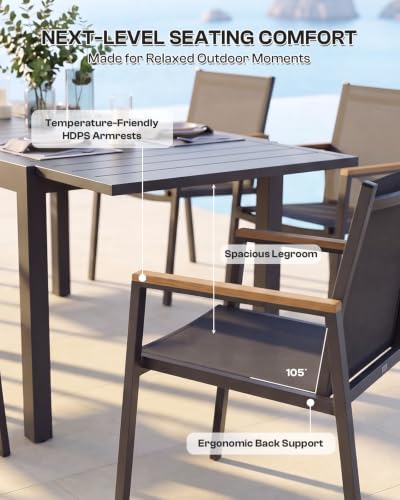 Vexwalx All-Aluminum Expandable Patio Dining Table, Outdoor Table for 4-6