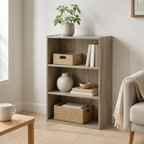 3-Tier Book Shelf, Storage Organizer, Bookshelf, Bookcase with Open Shelf, 9.7 x 23.7 x 31.5, for Living Room, Home Office, Bedroom, Sonoma Oak