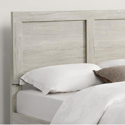 KISLOT Wood Bed Frame with Headboard and Footboard, Light Gray, Full