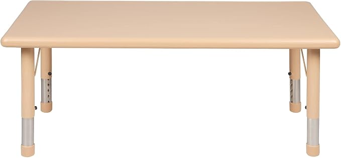 Flash Furniture Wren 24"W x 48"L Rectangular Natural Plastic Height Adjustable Activity Table