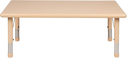 Flash Furniture Wren 24"W x 48"L Rectangular Natural Plastic Height Adjustable Activity Table