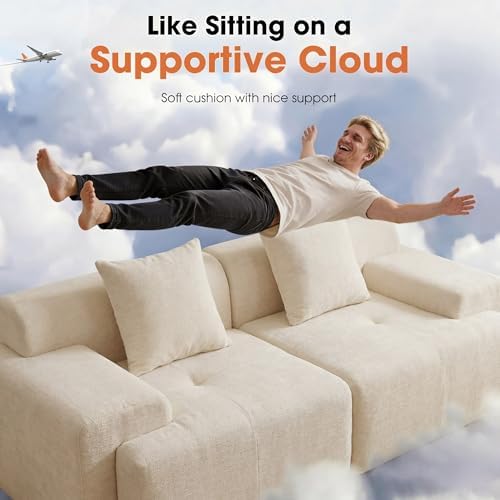 84" Modular Loveseat Couch, 60" Deep Seat Boneless Sofa with Ottoman
