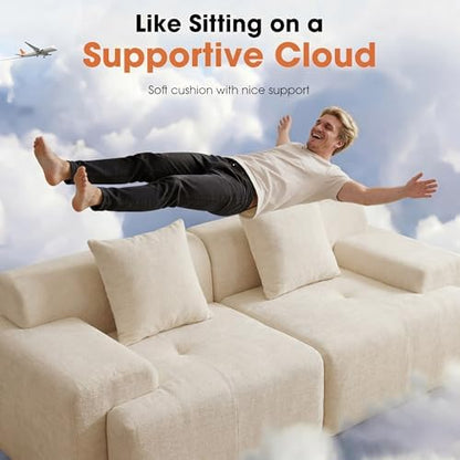 84" Modular Loveseat Couch, 60" Deep Seat Boneless Sofa with Ottoman