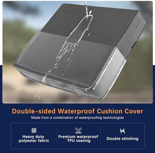 Favoyard Outdoor Patio Seat Cushions Set, 24x24 Inch, Waterproof, Dark Gray