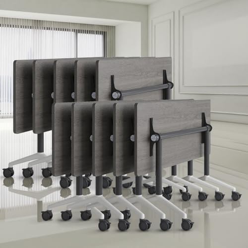 Folding Conference Room Tables, Seminar Conference Table Modern Flip Top Training Meeting Tables, Conference Room Table with Wheels for Home Office Classr,10 Pack 47.2inch