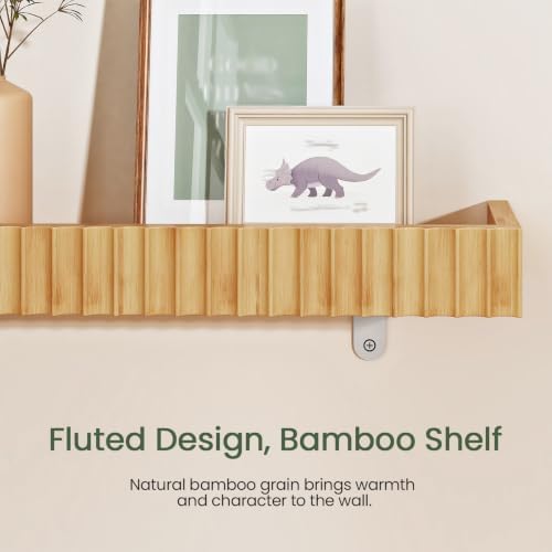 Floating Shelves, Bamboo Wall Mounted Shelves, Decorative Shelves