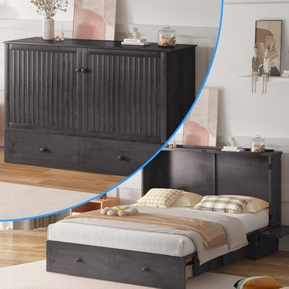 PUREMIND 2-in-1 Multi-Functional Queen Murphy Cabinet Bed, Without Mattress