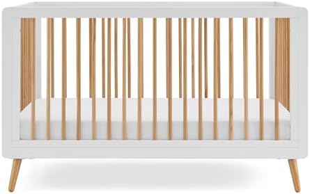 Tatum 3-in-1 Convertible Crib with Guardrail- White and Natural