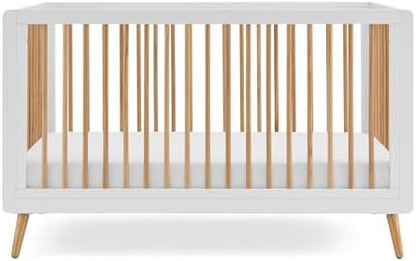 Tatum 3-in-1 Convertible Crib with Guardrail- White and Natural