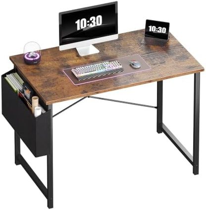 OLIXIS Small Computer Desk, 40 Inch Gaming Desks for Home Office, Brown