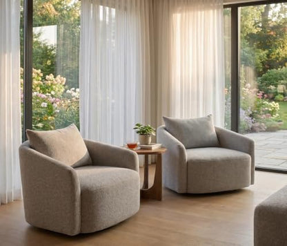 Oversized Boucle Swivel Accent Chair, 40" Wide Upholstered Armchair,5Colors (1, Heather Grey)