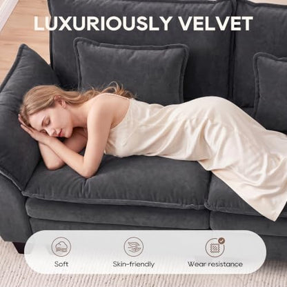 IPKIG 117" Modular Sectional Cloud Couch, Modern L-Shaped Sofa with Ottoman