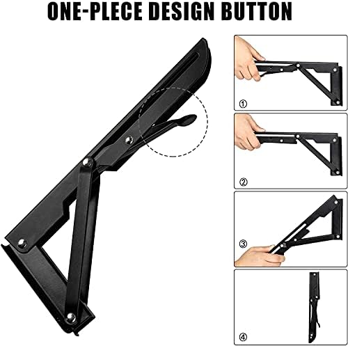 Folding Shelf Brackets - 16 Inch 2 Pcs Heavy Duty Stainless Steel Collapsible Triangle Shelf Bracket, DIY Wall Mounted Folding Table Hinge, Space Saving for Bench Table with Screws