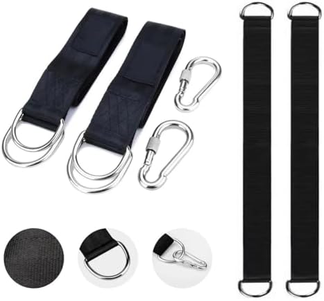 2 Pack Tree Swing Straps Hanging Kit 50cm 400lbs Heavy Duty Belt with Safer Lock Snap Hook Clip Carabiner Connector for Hammock Punching Bag Swings Chair Seat Gym Bar Handle Cable Outdoor