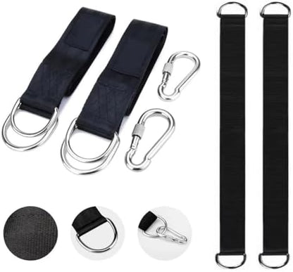 2 Pack Tree Swing Straps Hanging Kit 50cm 400lbs Heavy Duty Belt with Safer Lock Snap Hook Clip Carabiner Connector for Hammock Punching Bag Swings Chair Seat Gym Bar Handle Cable Outdoor
