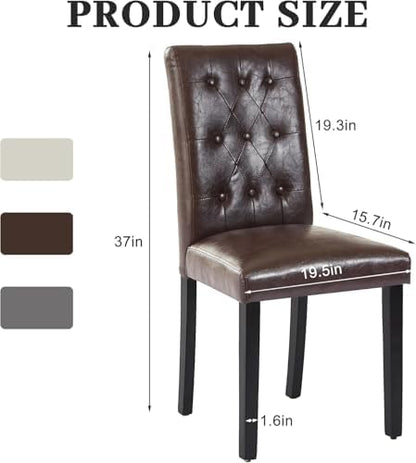 VECELO Upholstered Dining Chairs Set of 6, Modern PU Leather Accent Parsons, Solid Wood Legs w/Rubber Footpads, for Living Room Kitchen, Coffee