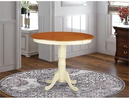 East West Furniture JAT-WHI-TP Jackson Counter Height Dining Table - a Round Dinner Table Top with Pedestal Base, 36x36 Inch, Buttermilk & Cherry