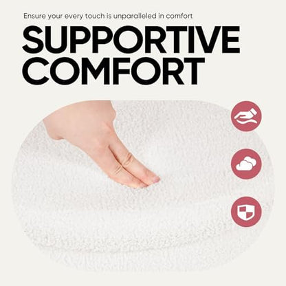 17" Round Storage Ottoman, Boucle Sherpa Ottoman with Tray