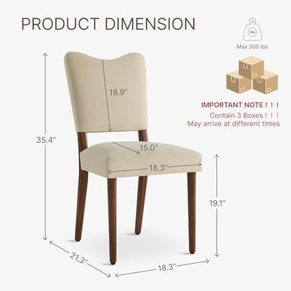 KISLOT Upholstered Dining Chairs Set of 6, Modern Velvet Kitchen Chairs with Solid Wood Legs, High Back Wooden Dining Room Chairs with Dark Walnut Color Legs for Farmhouse Kitchen Dining Room, Linen