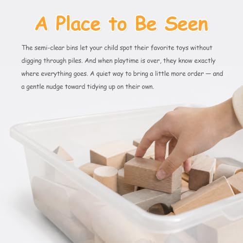 Anmon 3-in-1 Montessori Toy Organizer with Bookshelf, 9 Clear Bin & Plush Storage (64.2" W)
