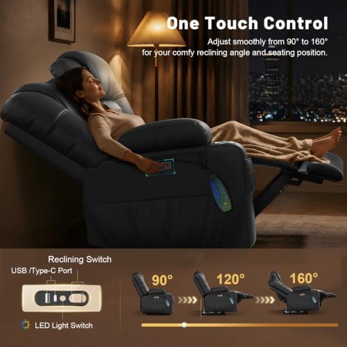 Power Recliner Loveseat with Massage & Heat, Gray