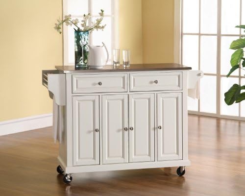 Crosley Furniture Full Size Rolling Kitchen Island, Stainless Top