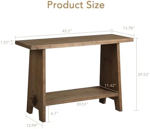 HOKYHOKY 43.3" Wood Console Table for Entryway,Farmhouse Sofa Table, Brown