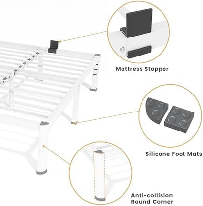 Superay 12 Inch King Metal Bed Frame with Rounded Leg, Mattress Stopper