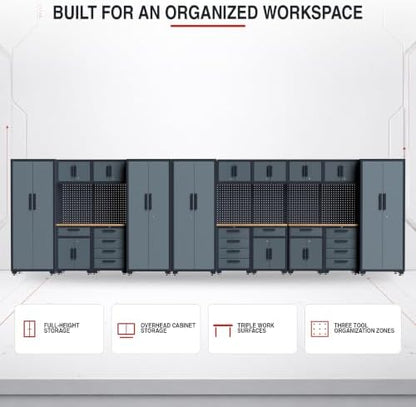 20-Pack Garage Storage Cabinet System with Workbench and Pegboard