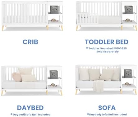 Delta Children Essex 4-in-1 Convertible Crib and Changer, Bianca White w/Natural Twinkle Galaxy Dual Sided Recycled Fiber Core Crib and Toddler Mattress (Bundle)