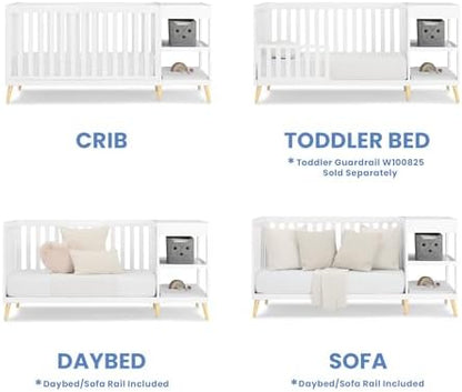 Delta Children Essex 4-in-1 Convertible Crib and Changer, Bianca White w/Natural Twinkle Galaxy Dual Sided Recycled Fiber Core Crib and Toddler Mattress (Bundle)