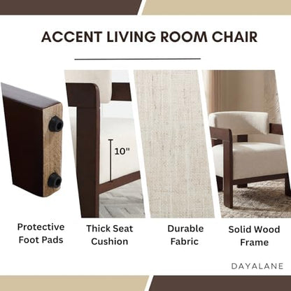 Beige Linen Accent Chairs Set of 2,Upholstered Barrel Living room Chairs