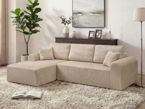 109" Camel Oversized Sectional Boneless Deep Seat Couch. Left Face Chaise